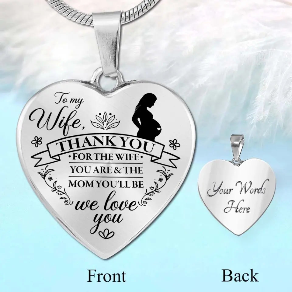 Thank You For The Mom You Will Be - Heart Necklace Keychain - Gift For Pregnant Wife