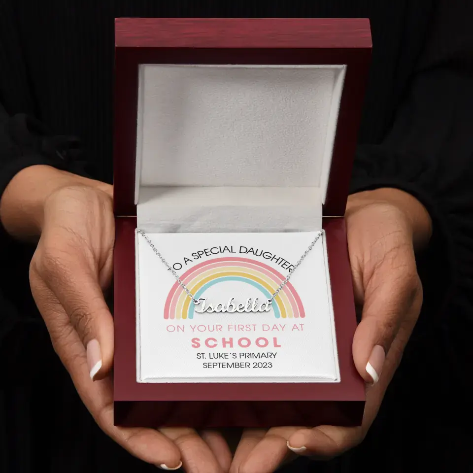 On Your First Day At School - Personalized Necklace - First Day Of School Gift For Girls