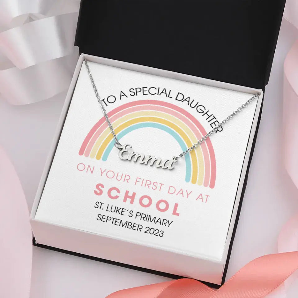 On Your First Day At School - Personalized Necklace - First Day Of School Gift For Girls