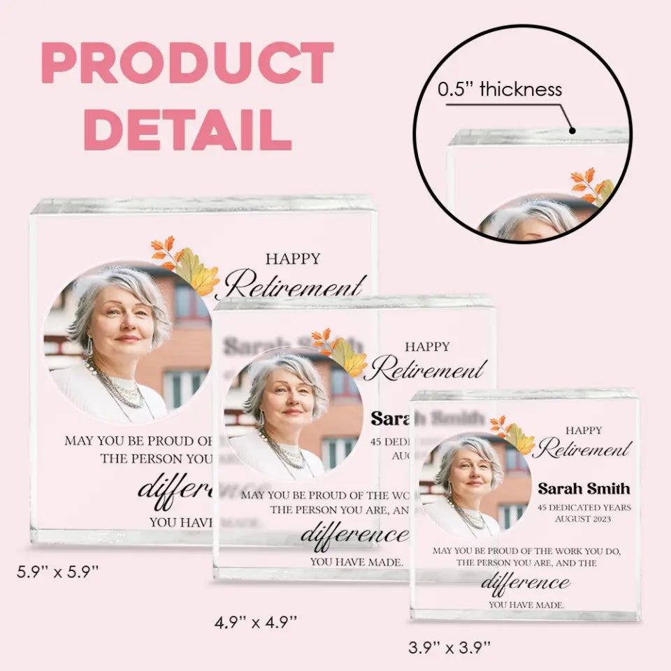 Happy Retirement Dedicated Years - Personalized Square-shaped Acrylic Plaque