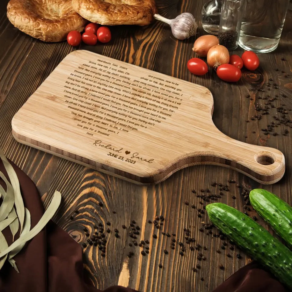 Harmony of Love, Sweet Message to Your Lover, Personalized Wooden Cutting Board, Anniversary Gift For Couple