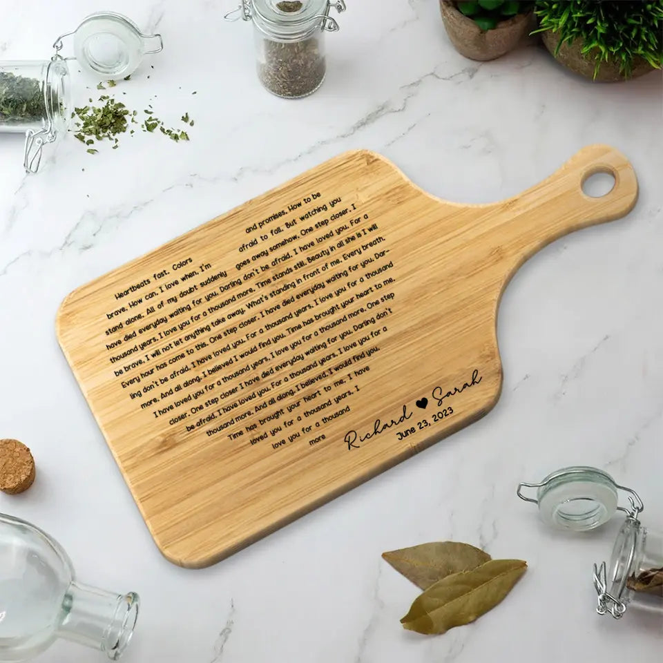Harmony of Love, Sweet Message to Your Lover, Personalized Wooden Cutting Board, Anniversary Gift For Couple