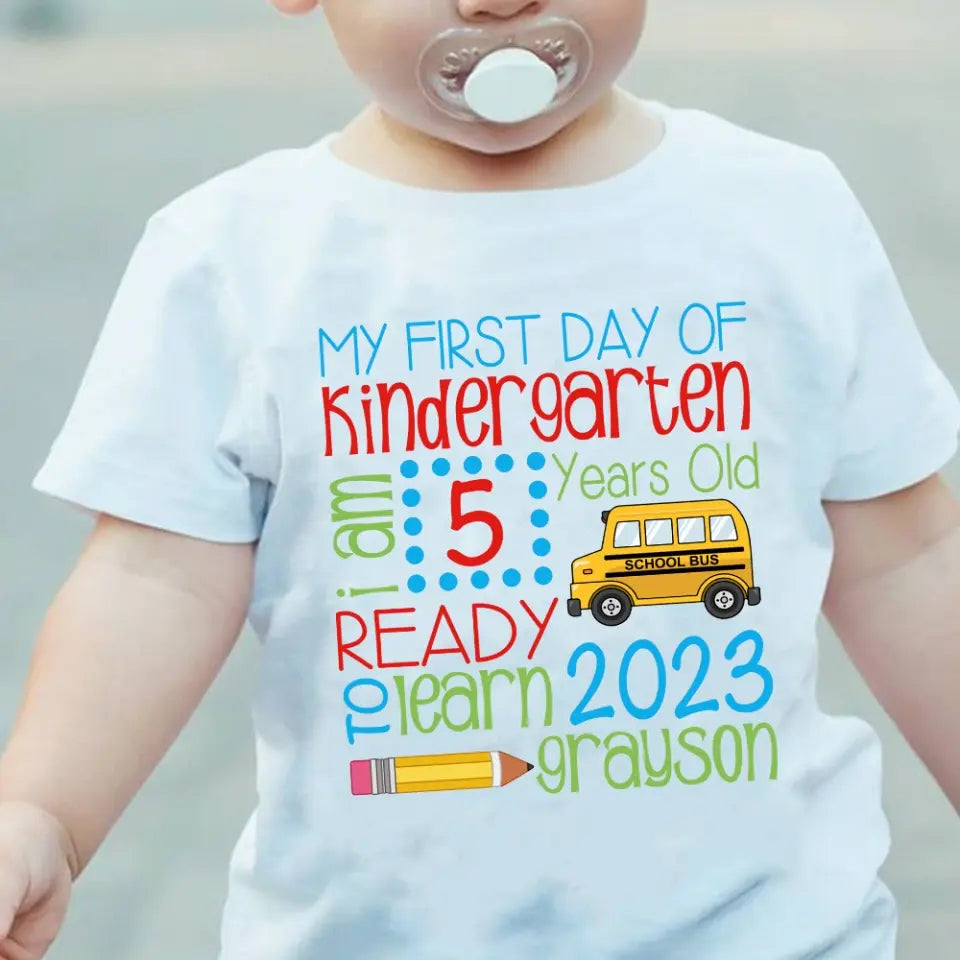 My First Day School Ready To Learn - Personalized Youth T-Shirt