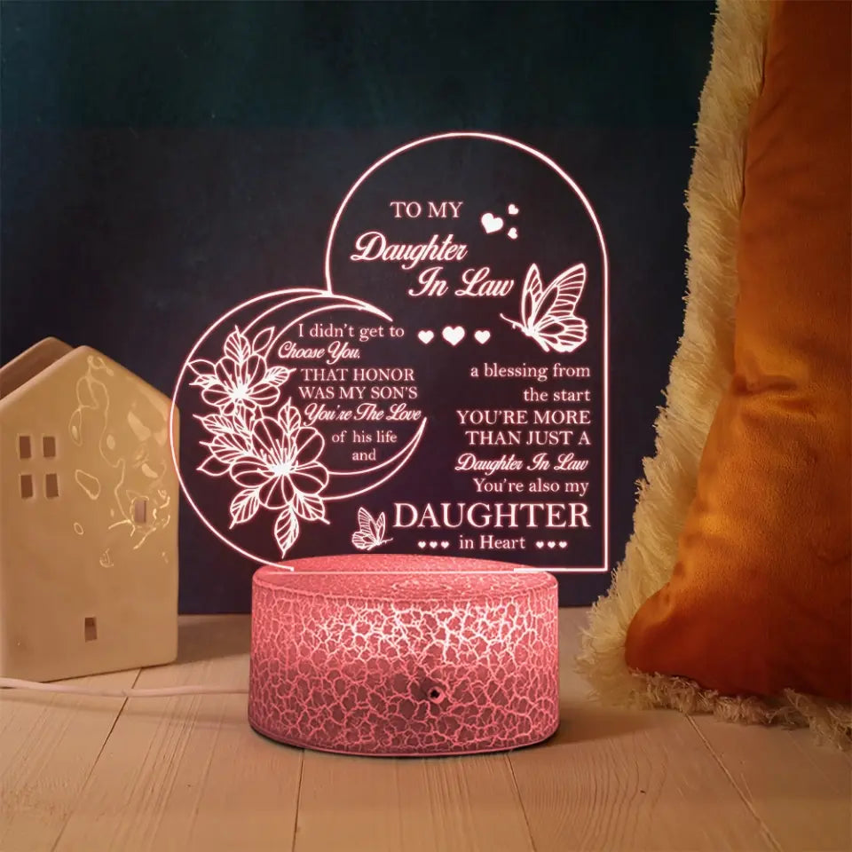 To My Daughter-In-Law - Personalized 3d Light - Table Lamp - Gift for Daughter in Law - Daughter in Law Gifts from Mother in Law