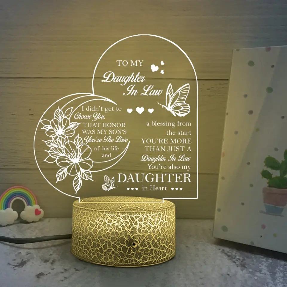 To My Daughter-In-Law - Personalized 3d Light - Table Lamp - Gift for Daughter in Law - Daughter in Law Gifts from Mother in Law