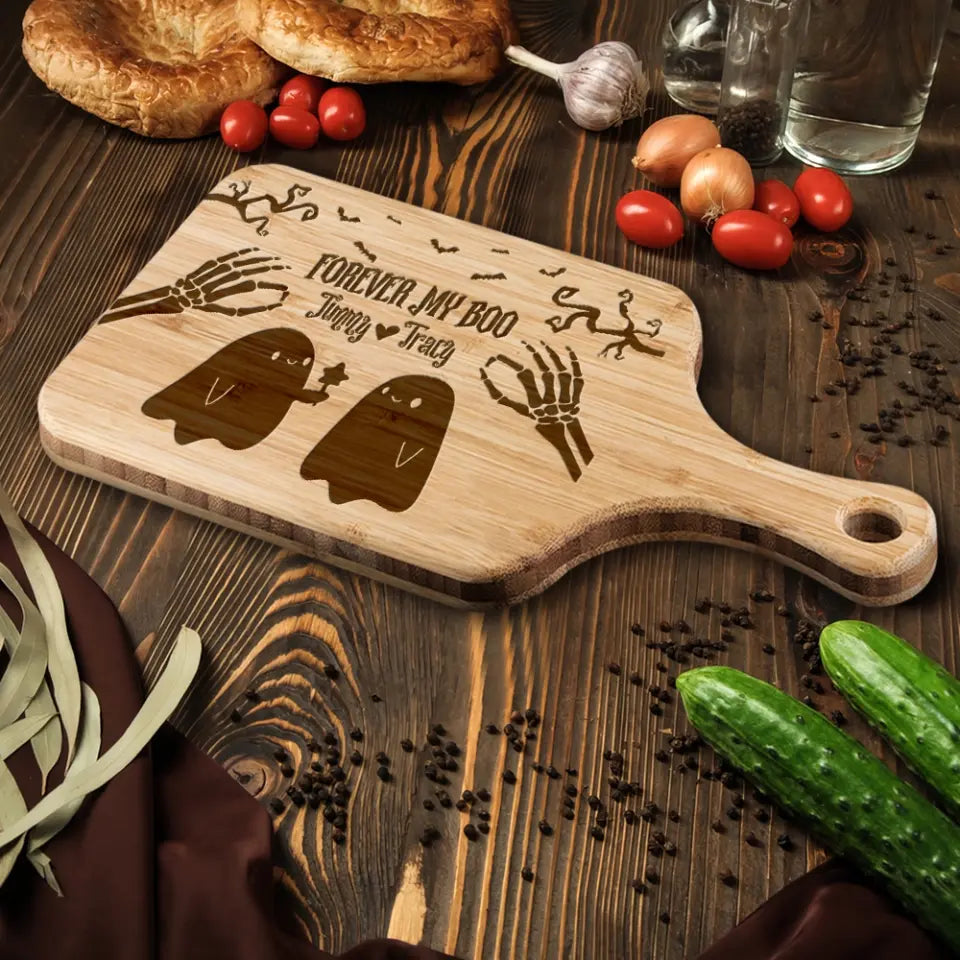 Forever My Boo Custom Wood Cutting Board Halloween Gifts For Couple