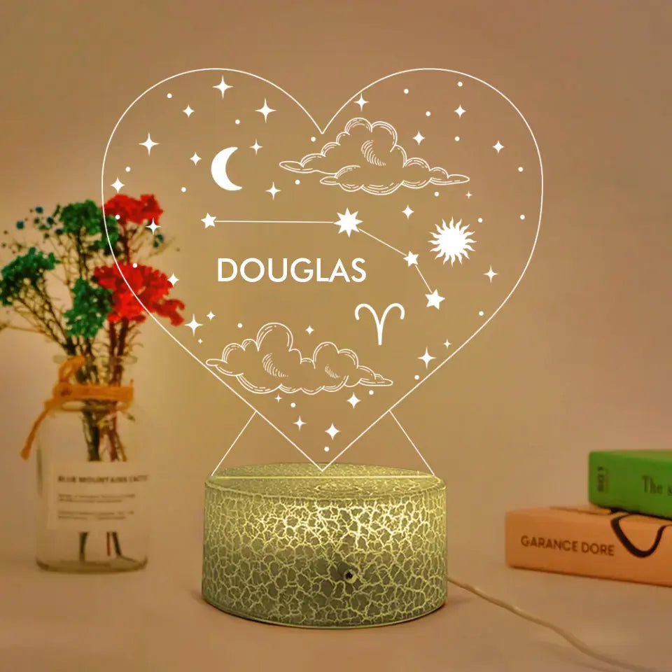 Personalized Valentine Gifts - Birth Signs Astrology Custom 3D Light Birthday Gift For Bestie