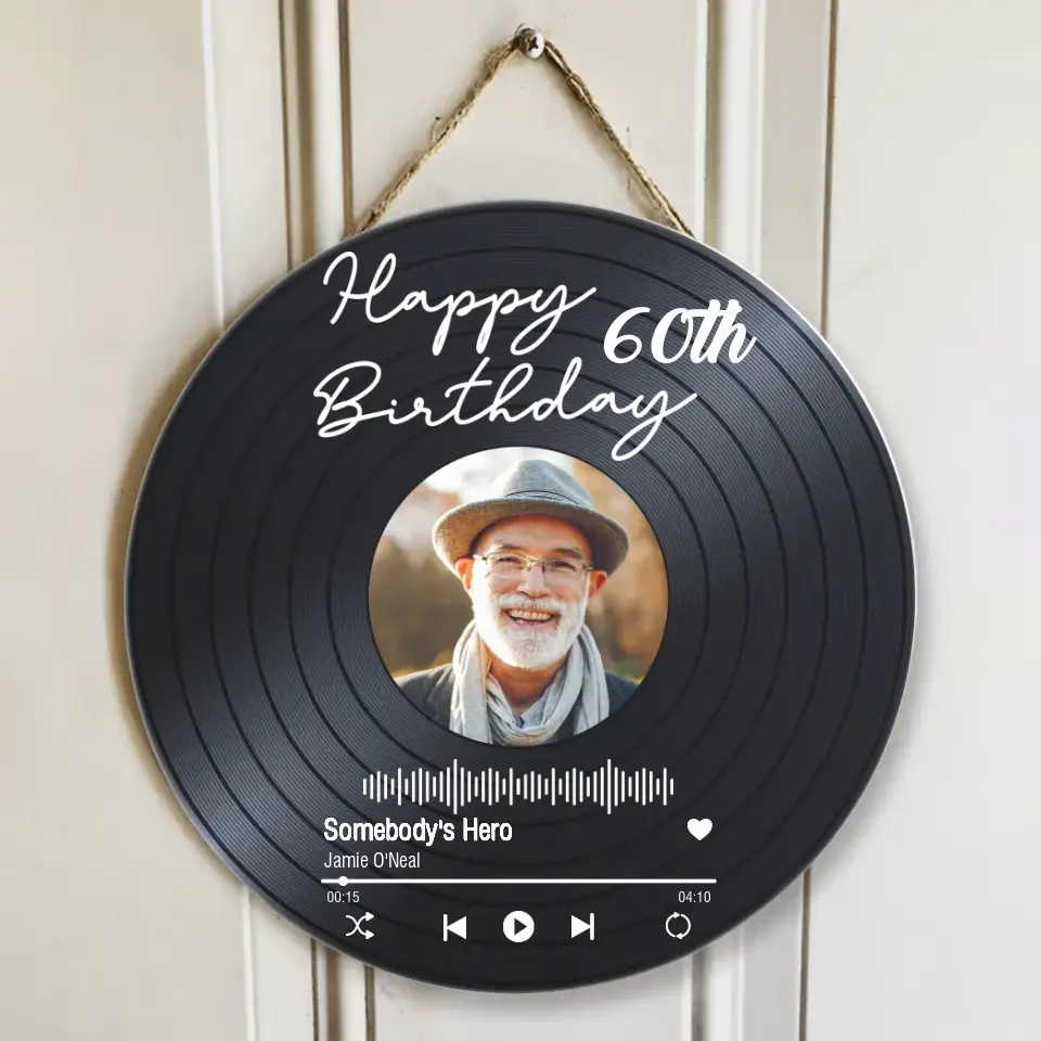 Couple Wooden Sign Happy Birthday - Vinyl Record, Personalized Round Wood Sign Wall Art - Gift For Your Love On Birthday