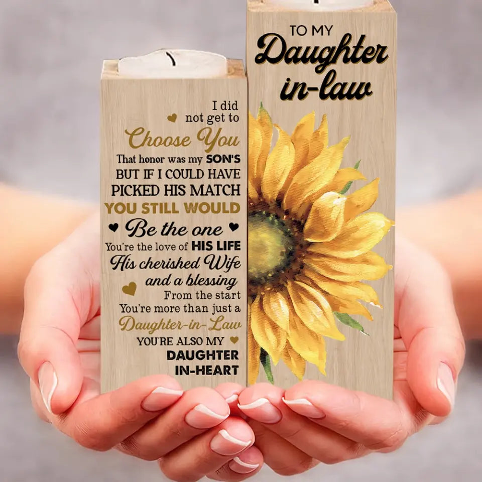 Sunflower Letters To Daughter In Law Wooden Candle Holder Wedding Gift