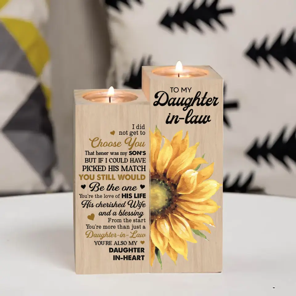 Sunflower Letters To Daughter In Law Wooden Candle Holder Wedding Gift