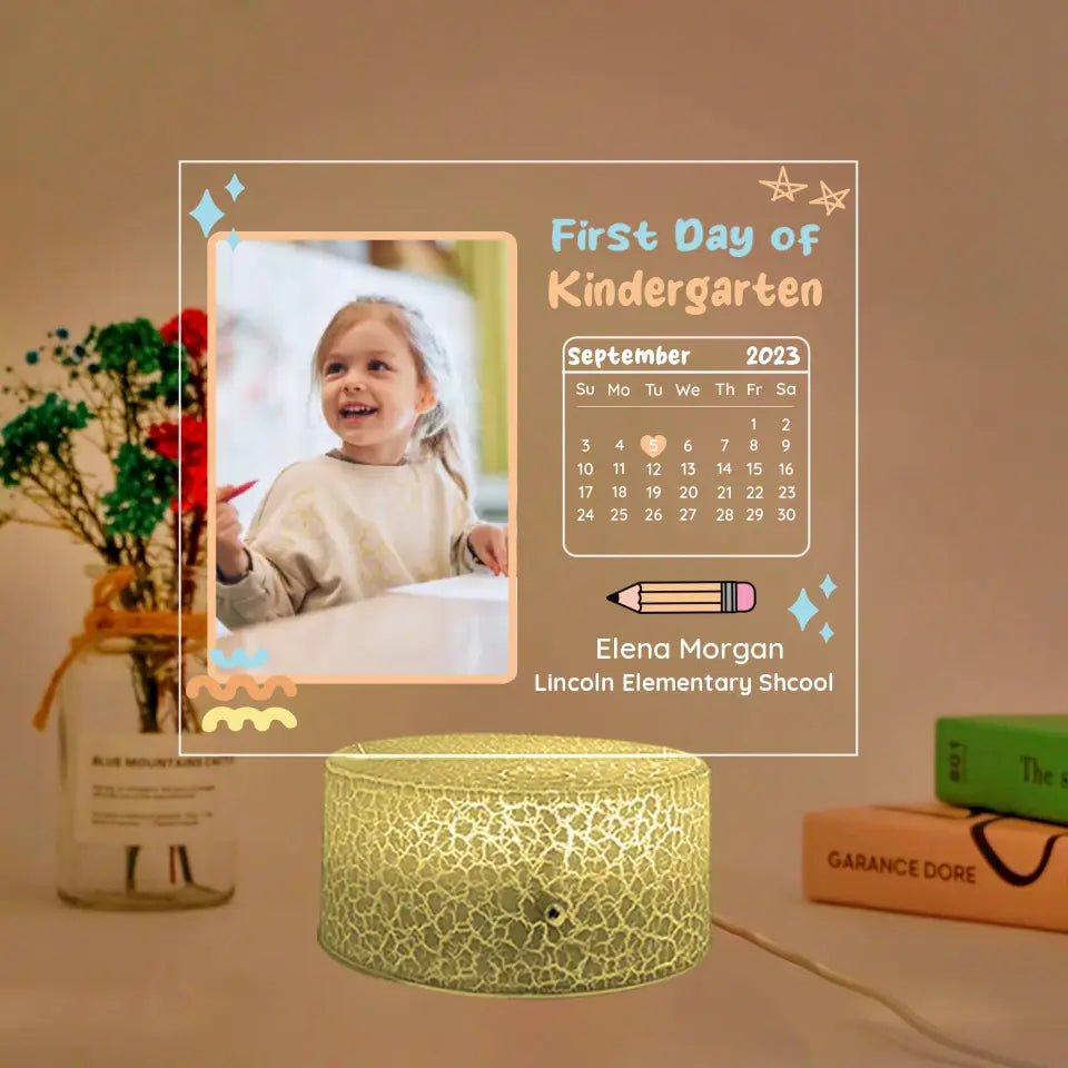 First Day Of School Personalized 3D LED Light Gift For Kids Children