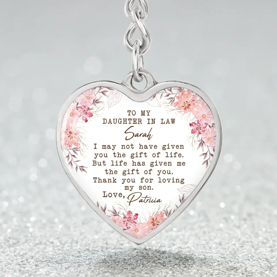 To My Daughter In Law Thank You For Loving My Son Personalized Necklace Keychain Anniversary Gift