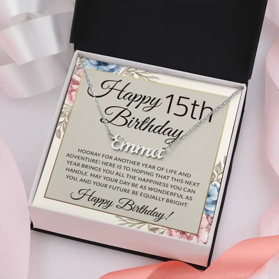 Hooray For Another Year Of Life And Adventure Personalized Name Necklace