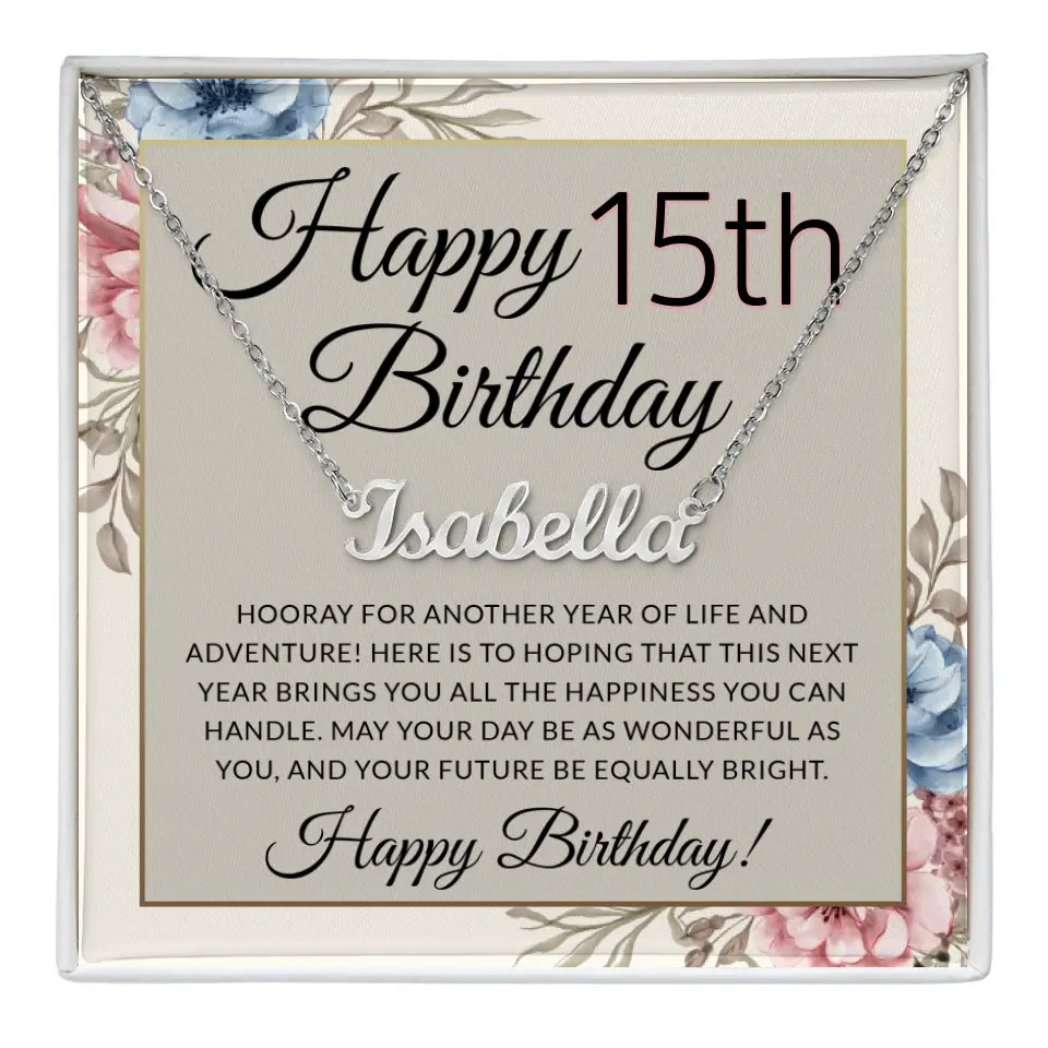 Hooray For Another Year Of Life And Adventure Personalized Name Necklace