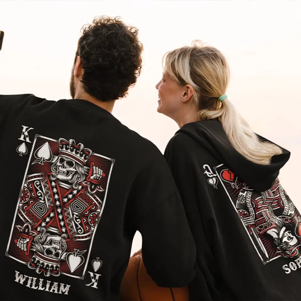 King Queen Skull Couple Customized Hoodies