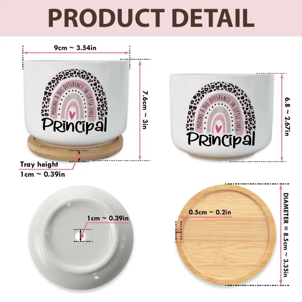 Making A Big Difference In Little Lives, Leopard Rainbow, Ceramic Plant Pot, Gift For Principal