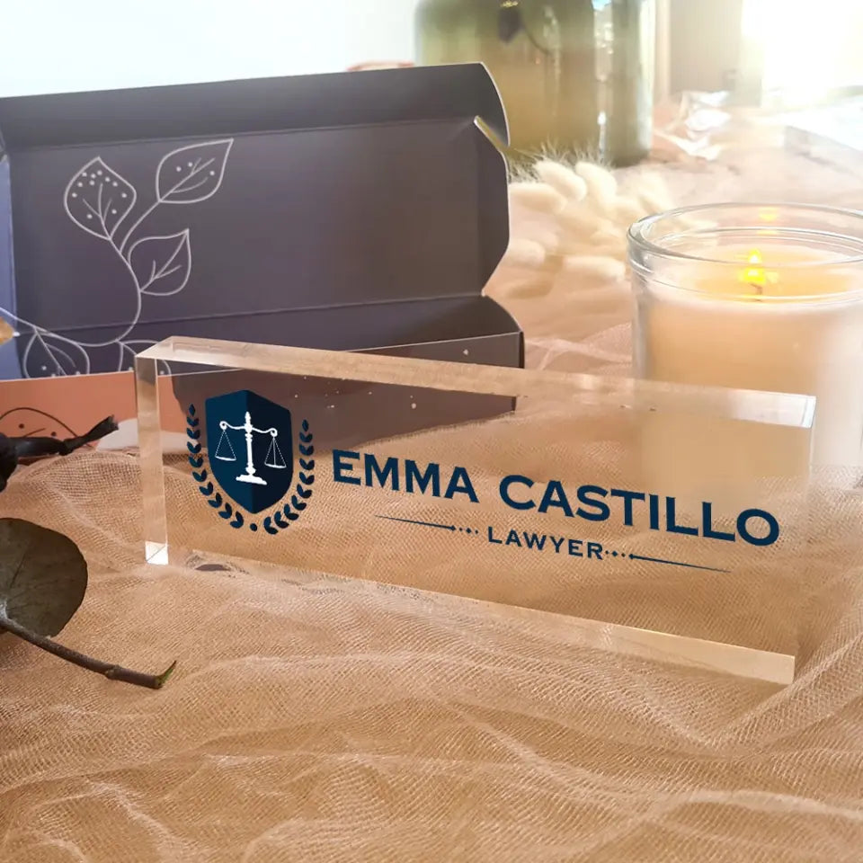 Attorney Glass Office Desk Personalized Acrylic Plaque