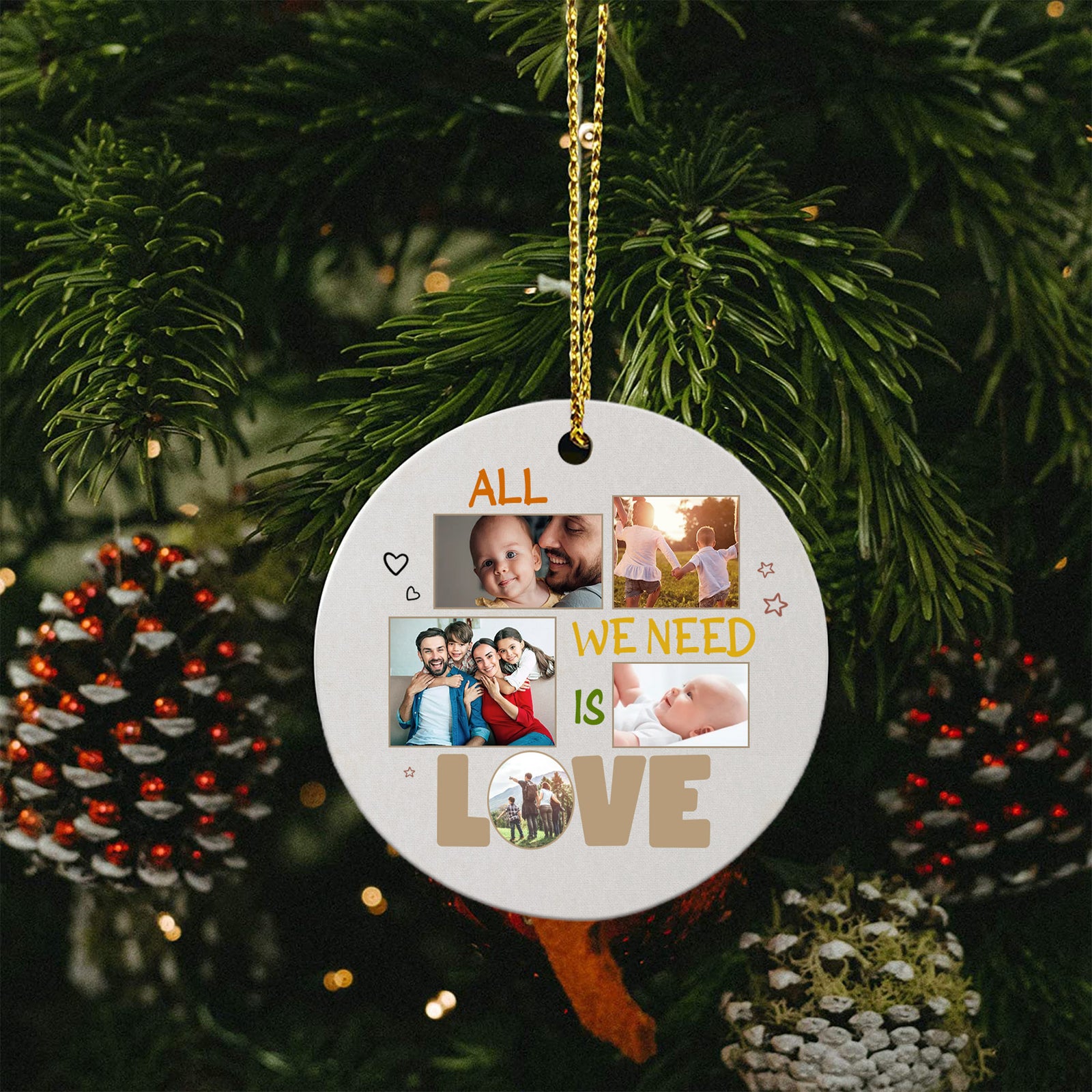 All We Need Is Love Customized Couple Photo Personalized Ornament