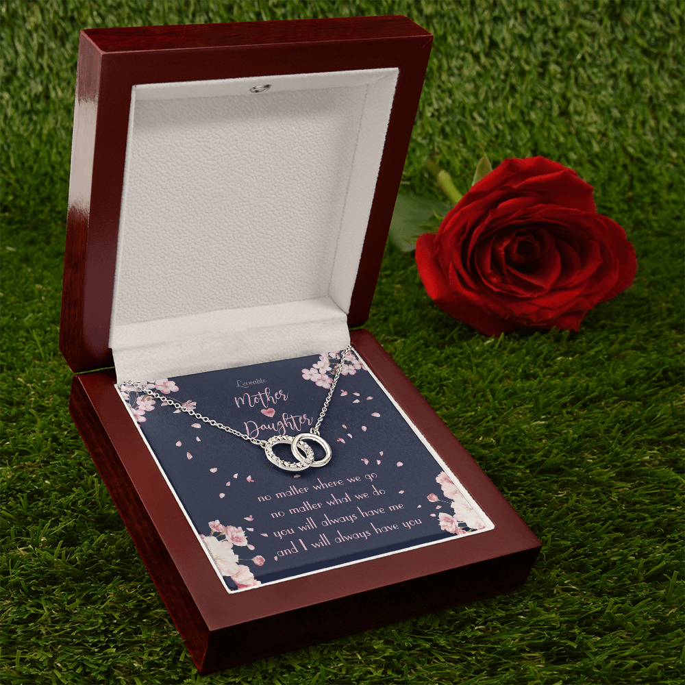 Mother and Daughter, Birthday Christmas Gift for Daughter, Mom - Personalized White Gold Necklace