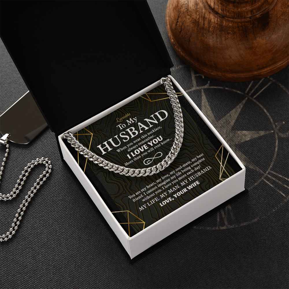 My Life, My Man, My Husband - Personalized Cuban Link Necklace