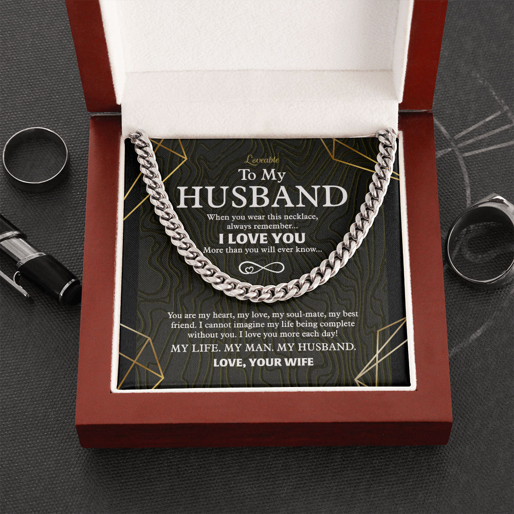 My Life, My Man, My Husband - Personalized Cuban Link Necklace