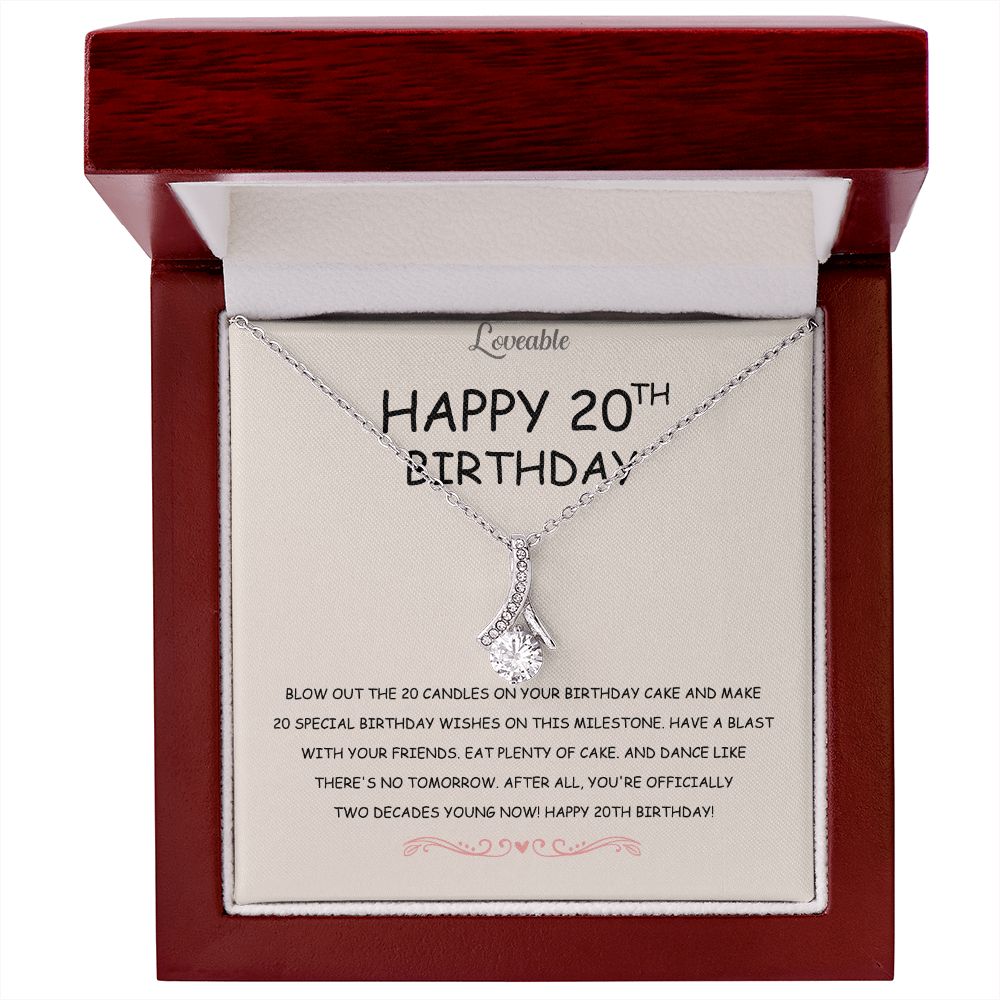 Happy 20th Birthday Keepsake, 20 Years Old Gift for Women, Bday Gifts for Her, Alluring Beauty Necklace