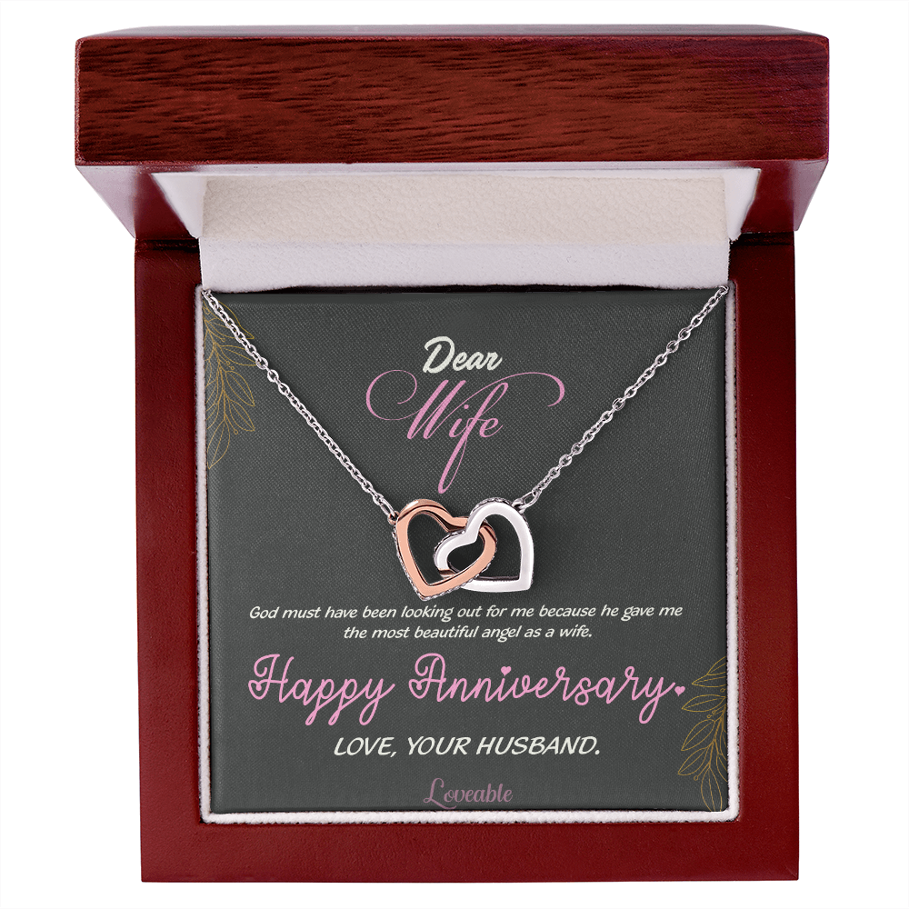 God Gave Me The Most Beautiful Angel, Interlocking Hearts Necklace, Anniversary Gifts for Wife from Husband