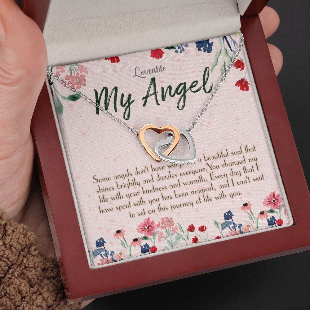 My Lovely Angel - Interlocking White Gold Necklace - Sorry Gift For Wife