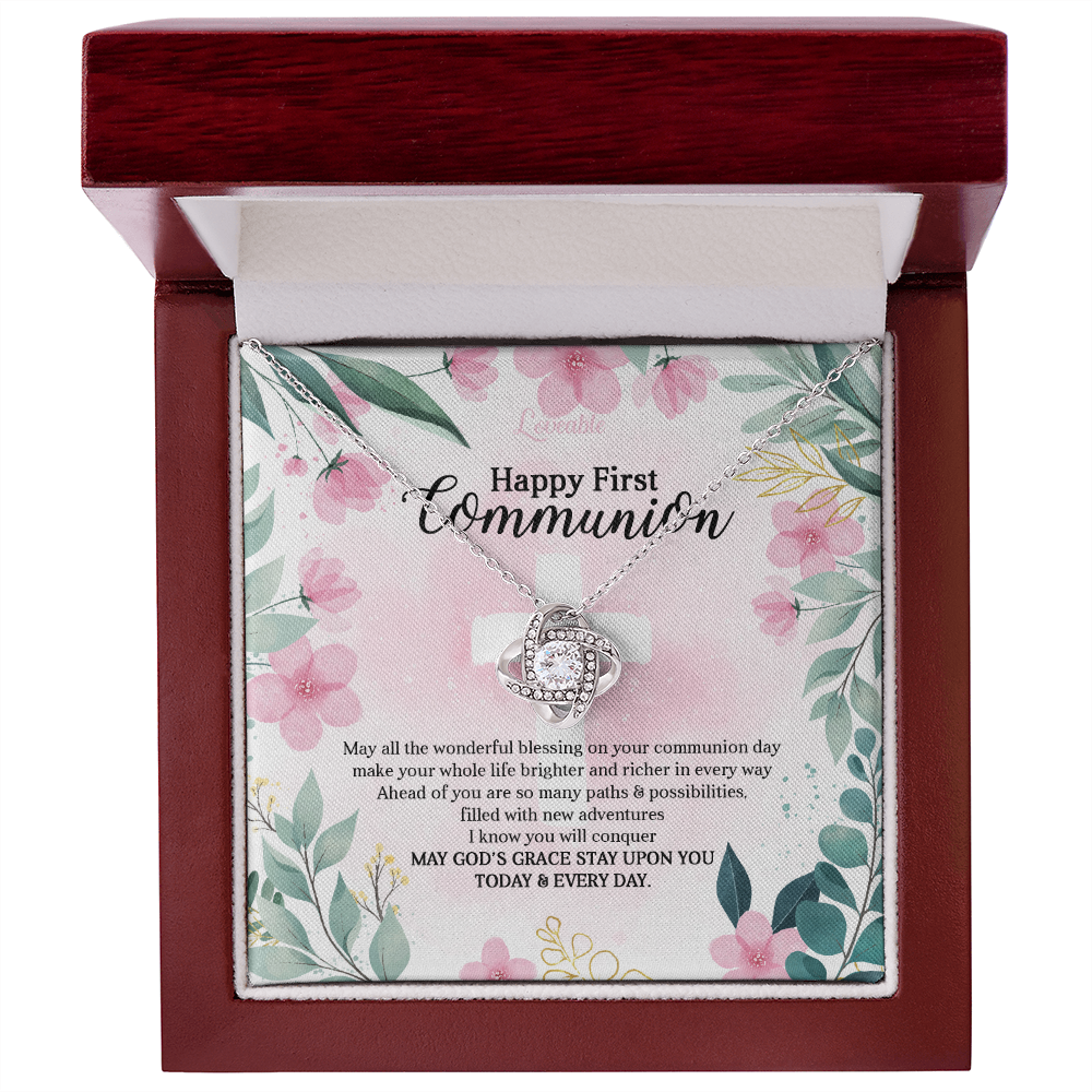 White Cross Gold Necklace for First Communion