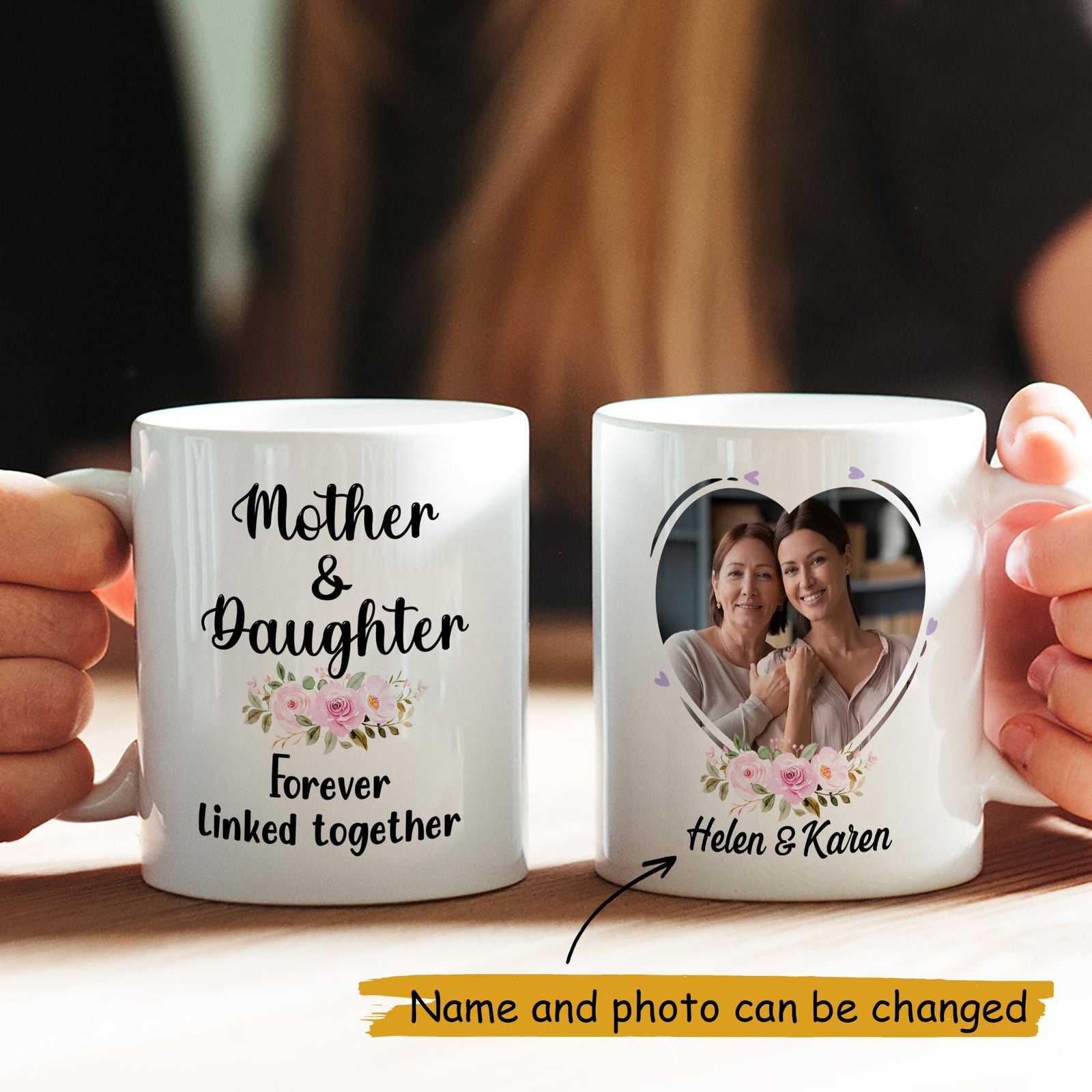 Mother And Daughter Forever Linked Together Personalized Mother's Day Mug