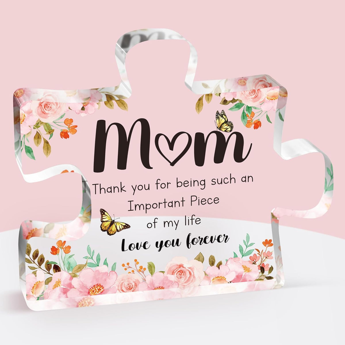 Thank You for Being Such an Important Piece of My Life - Delicate Mom Birthday Gifts from Daughter Son - Puzzle Acrylic Block Puzzle Piece - Mothers Day Birthday Christmas Gifts for Mom