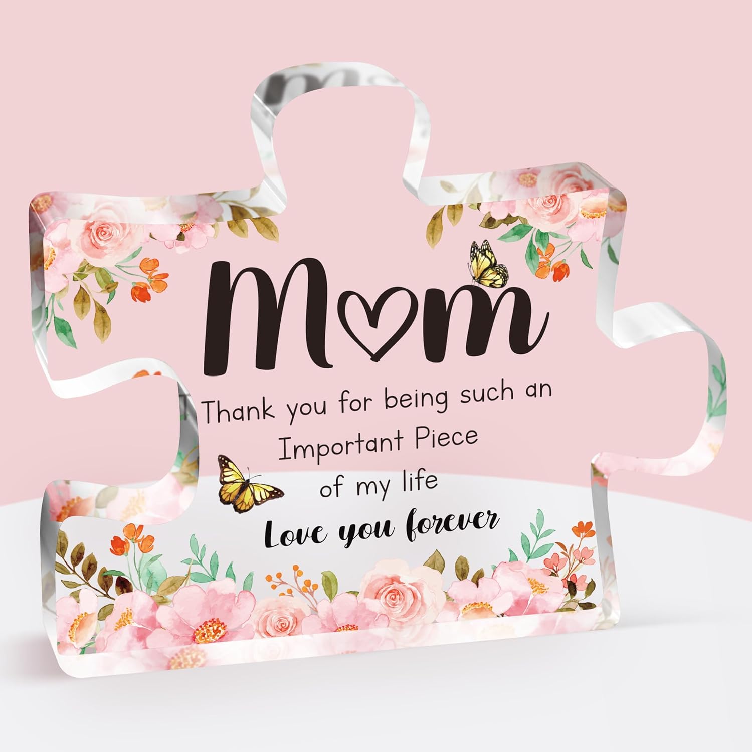 Thank You for Being Such an Important Piece of My Life - Delicate Mom Birthday Gifts from Daughter Son - Puzzle Acrylic Block Puzzle Piece - Mothers Day Birthday Christmas Gifts for Mom