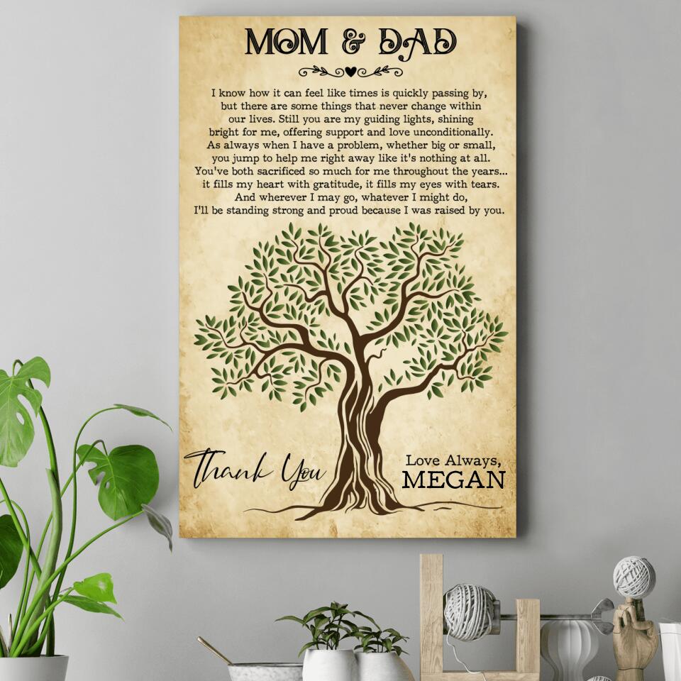 Thank You Mom &amp; Dad Personalized Canvas Poster