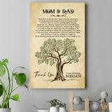 Thank You Mom & Dad Anniversary Gifts for Parent Personalized Canvas 205HNBNCA118