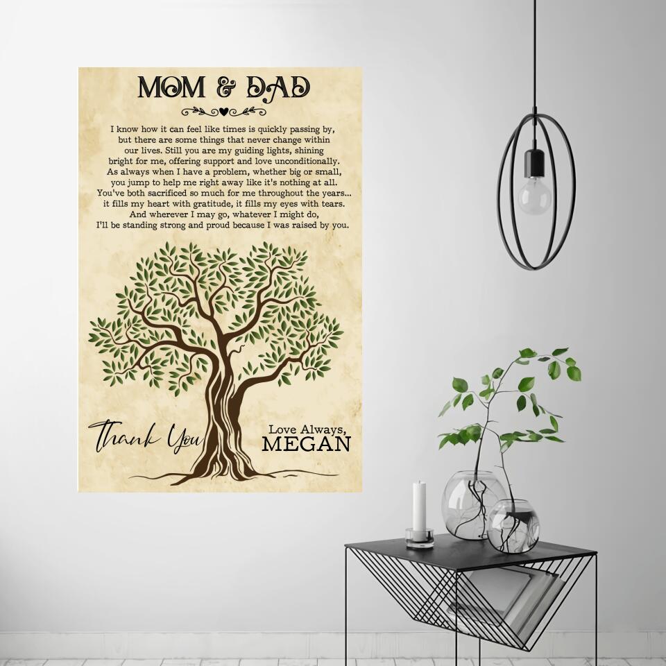 Love Message Thank You Mom And Dad Custom Canvas Poster Anniversary Gift For Parents