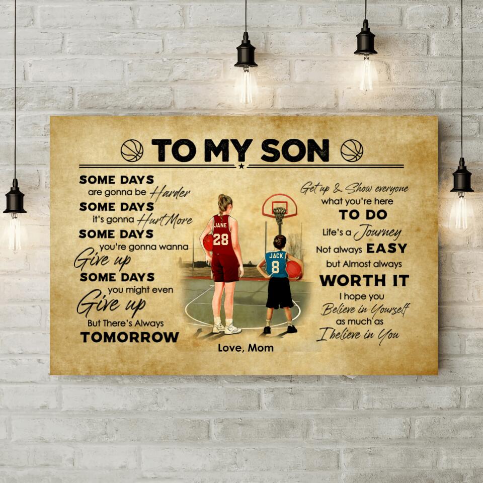 Love Message To My Son From Mom Custom Canvas Poster Birthday Gift For Son Basketball Lovers