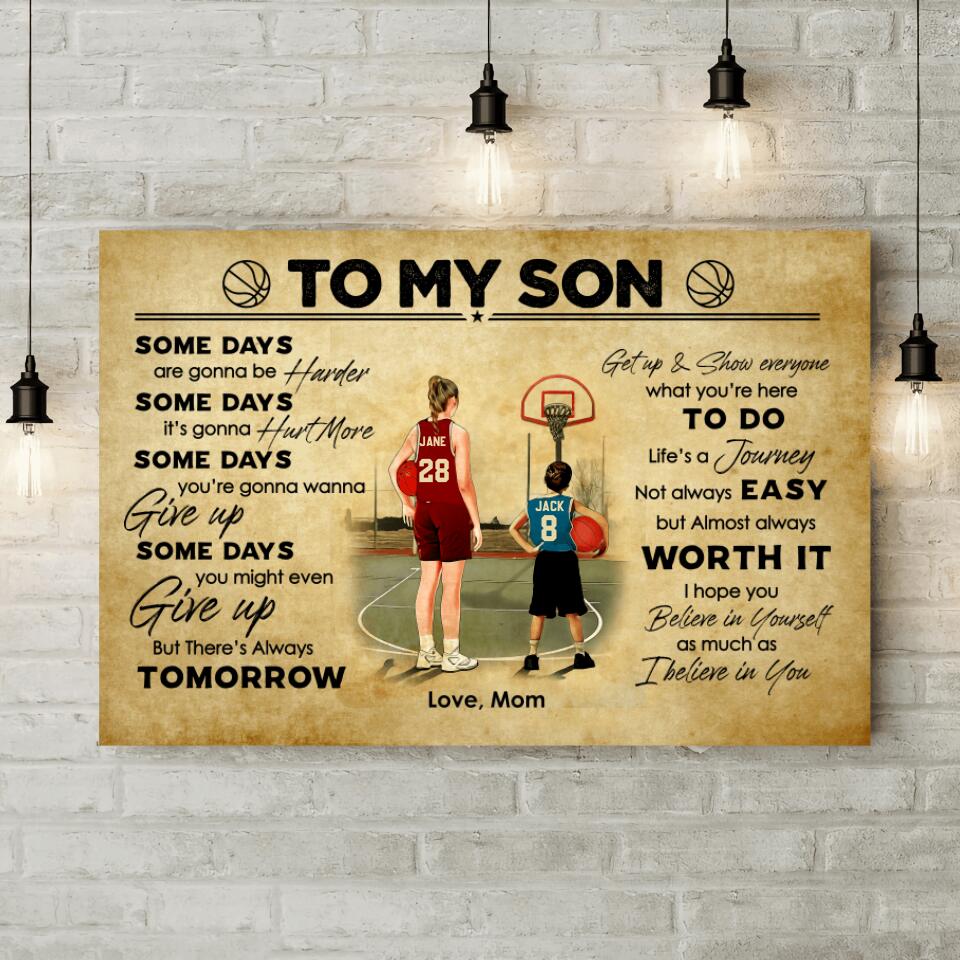 Love Message To My Son From Mom Custom Canvas Poster Birthday Gift For Son Basketball Lovers