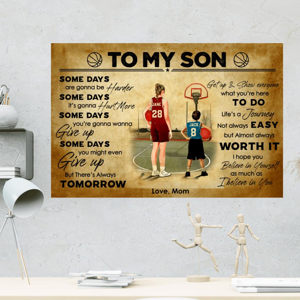 Love Message To My Son From Mom Custom Canvas Poster Birthday Gift For Son Basketball Lovers