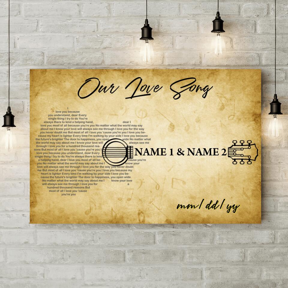 Our Love Song Playing With Guitar Custom Canvas Poster Anniversary Gift For Couples