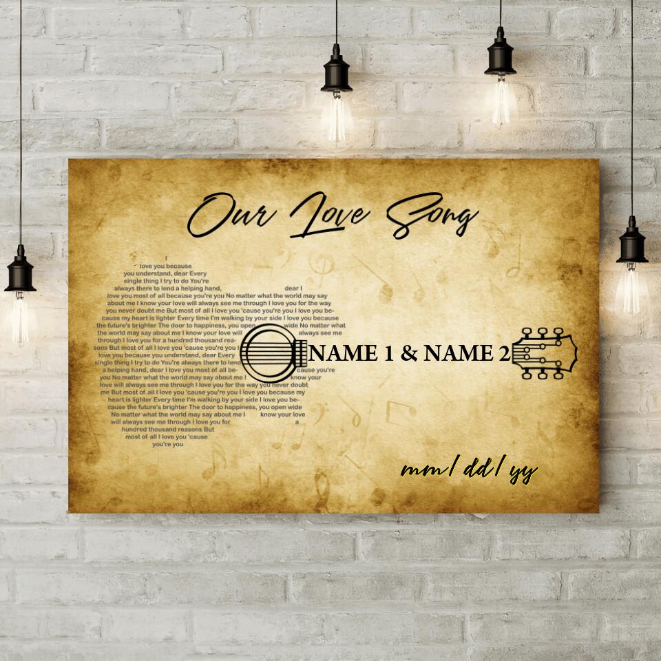 Our Love Song Playing With Guitar Custom Canvas Poster Anniversary Gift For Couples
