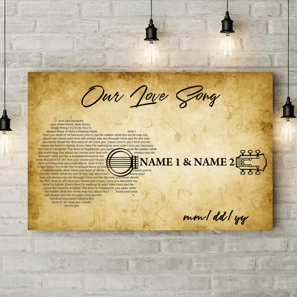 Our Love Song Playing With Guitar Custom Canvas Poster Anniversary Gift For Couples