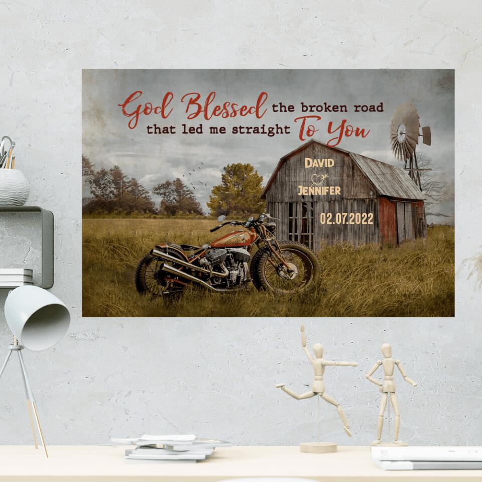 Bless The Broken Road That Led Me Straight To You Custom Canvas Poster Anniversary Gift For Couples