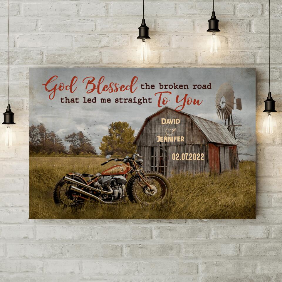 Bless The Broken Road That Led Me Straight To You Custom Canvas Poster Anniversary Gift For Couples