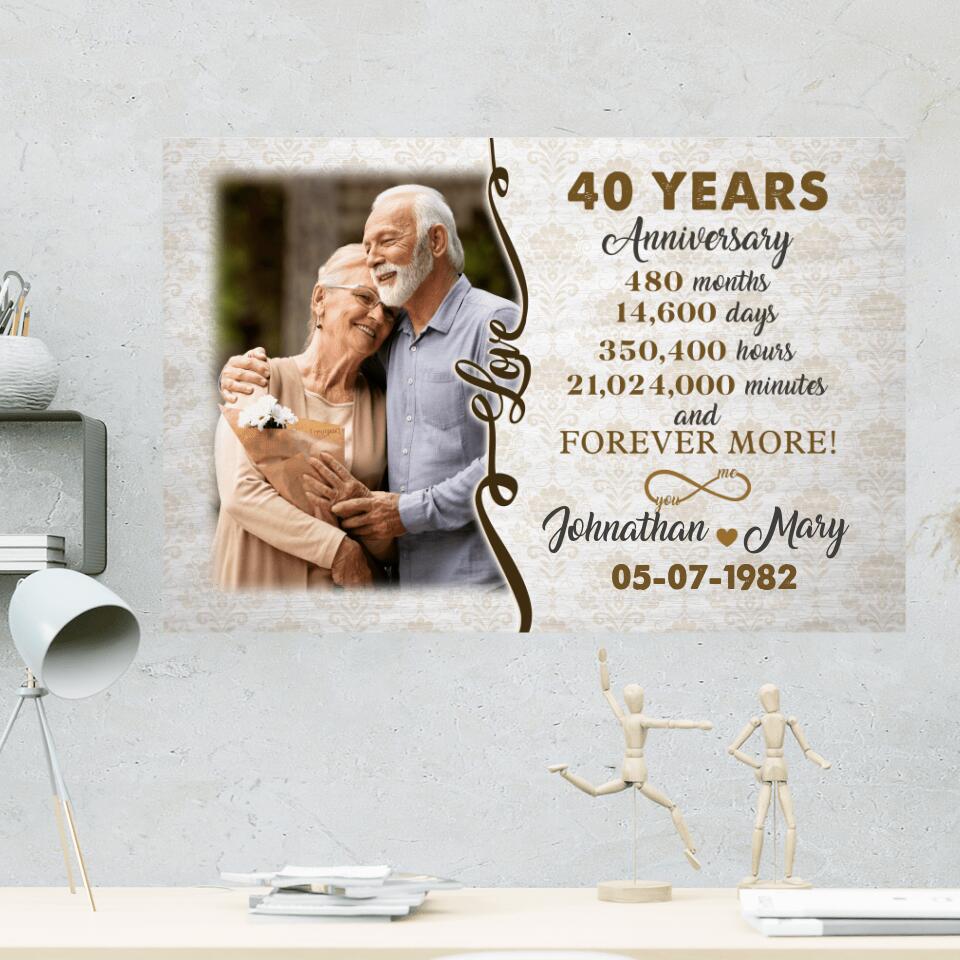 40th Wedding Years Anniversary Custom Canvas Poster Anniversary Gift For Grandparents