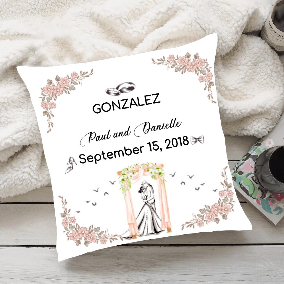 Happy Wedding Anniversary Custom Pillow Gift For Couples