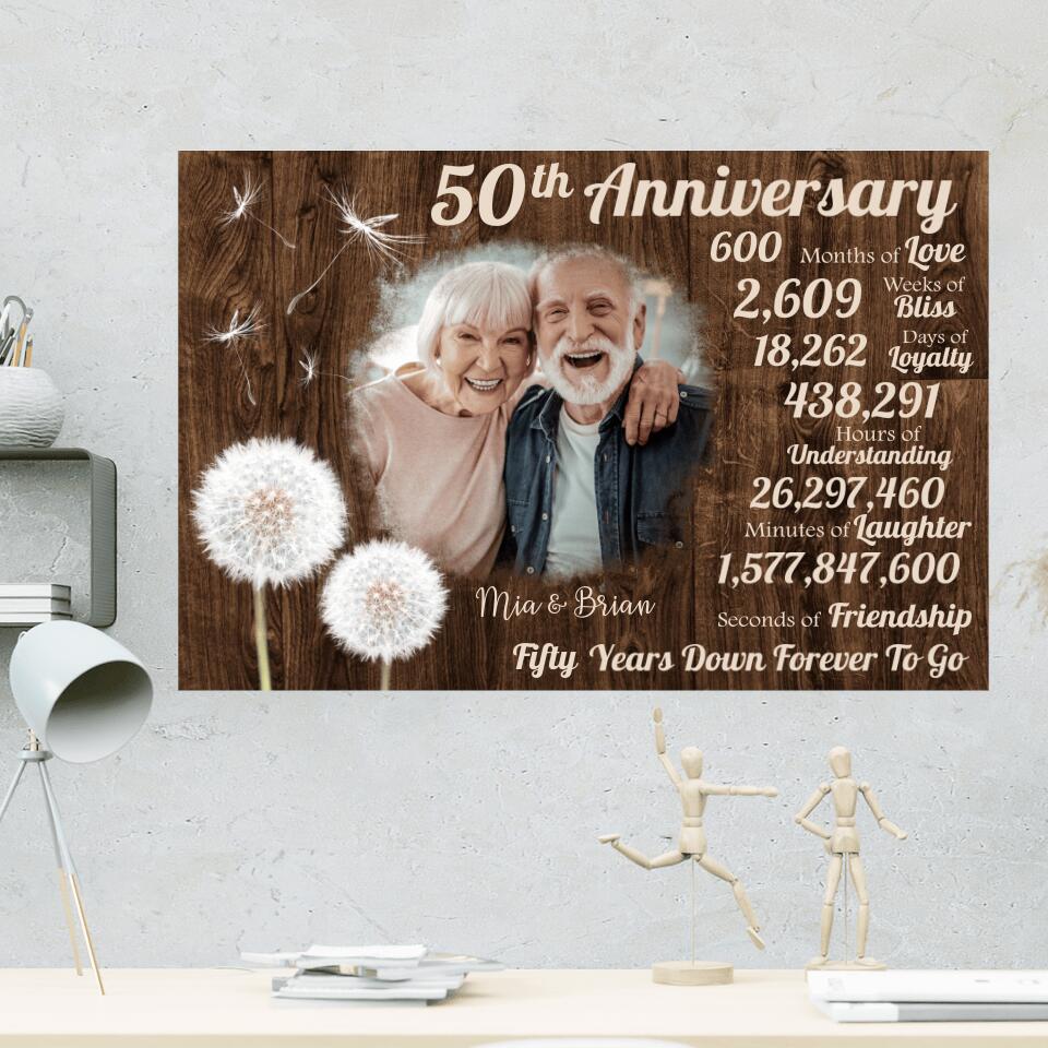 Fifty Years Down Forever To Go Custom Canvas Poster 50th Anniversary Gift For Grandparents