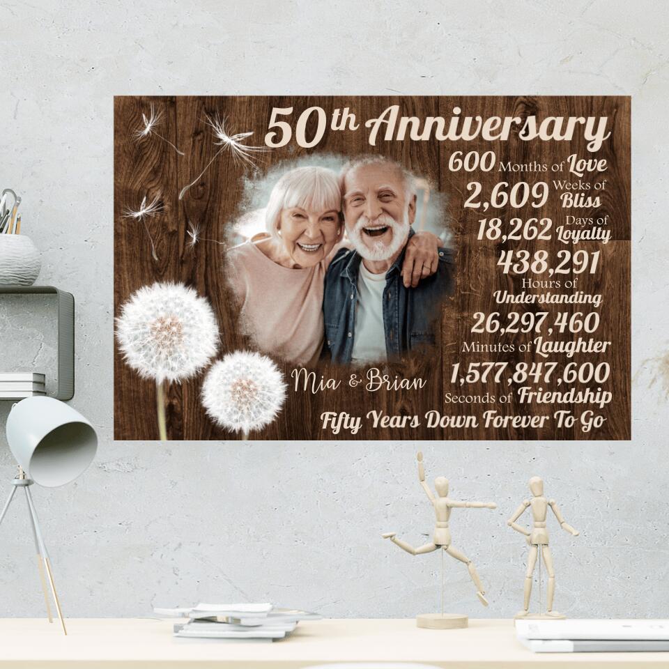 Fifty Years Down Forever To Go Custom Canvas Poster 50th Anniversary Gift For Grandparents