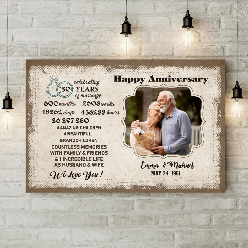 Celebrating 50 Years Of Marriage Custom Canvas Poster 50th Anniversary Gift For Couples