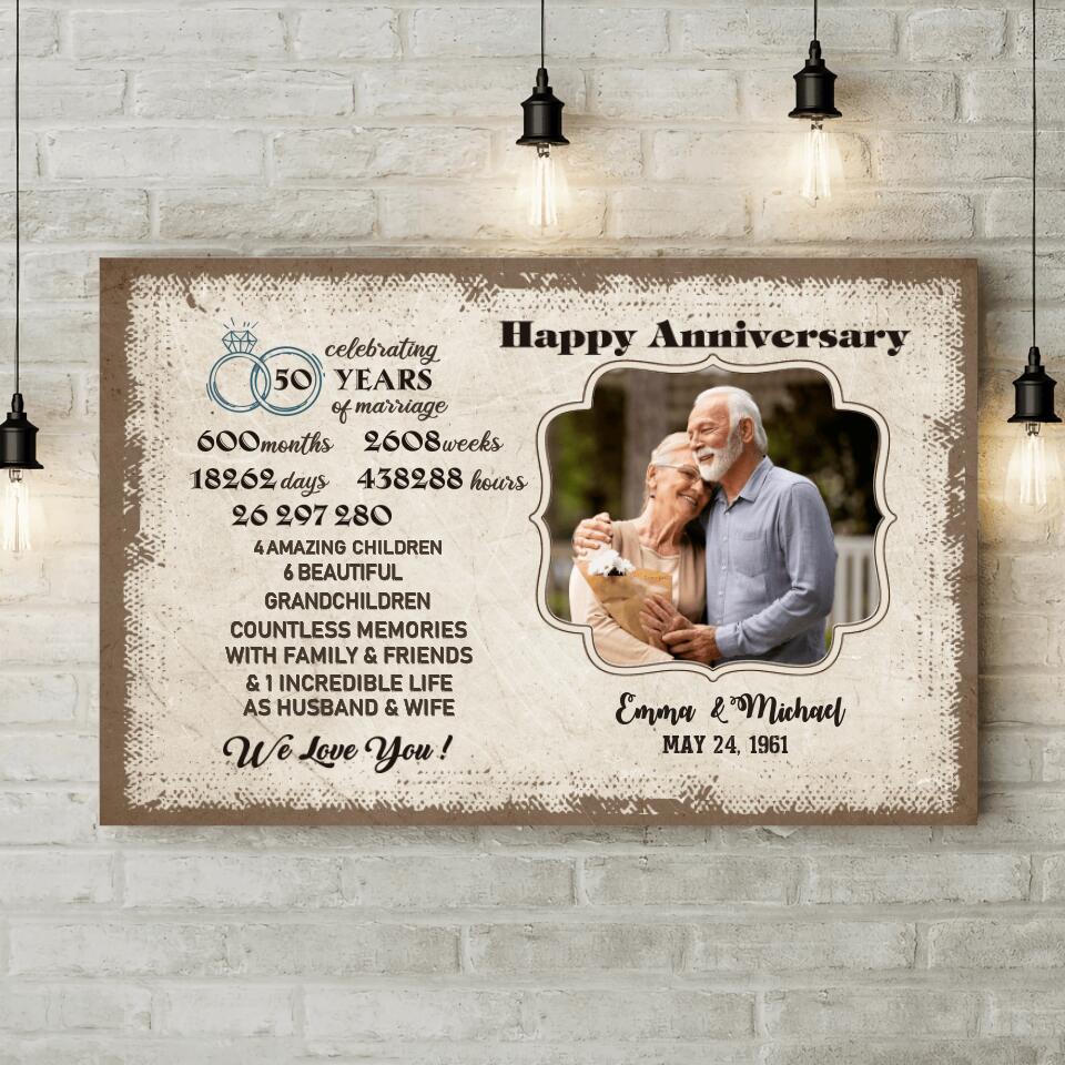 Celebrating 50 Years Of Marriage Custom Canvas Poster 50th Anniversary Gift For Couples