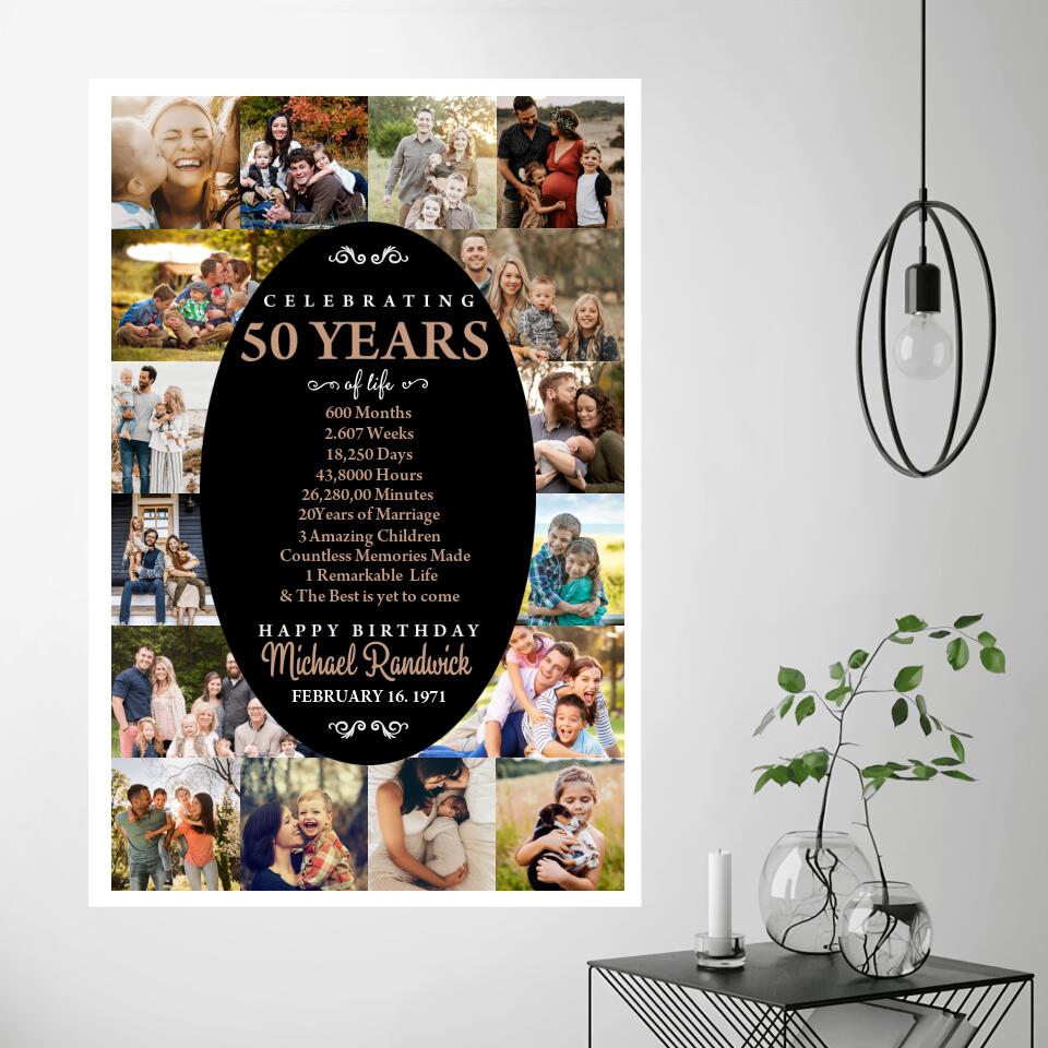 Celebrating 50 Years And Happy Birthday Custom Canvas Poster Birthday Gift For Couples